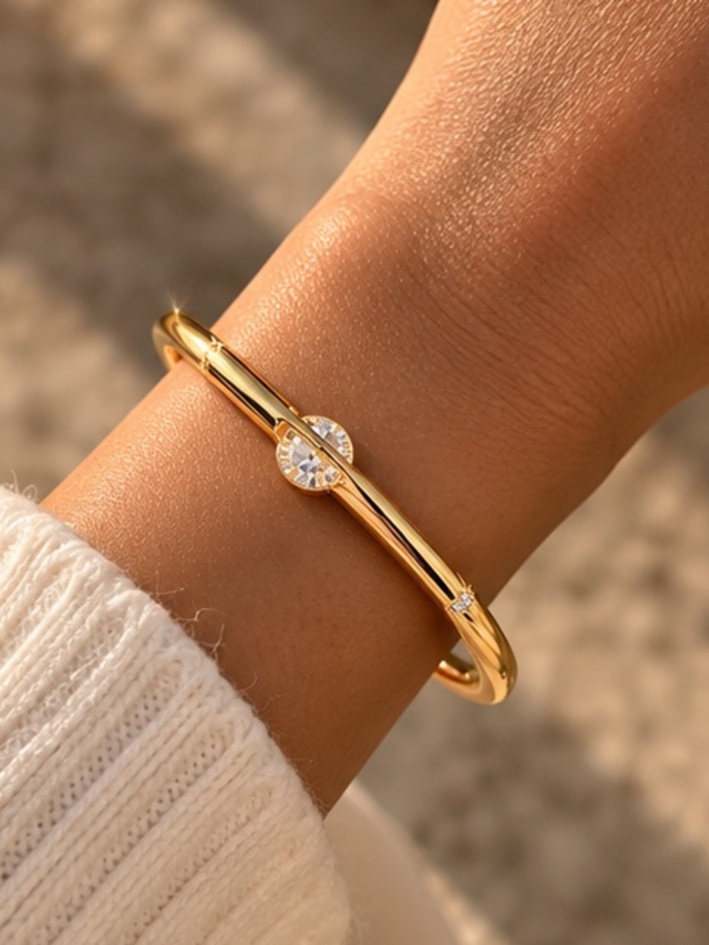 Celestine Rotating Crystal Gold Bangle
Bangle and Ring Set - Picture 4 of 4